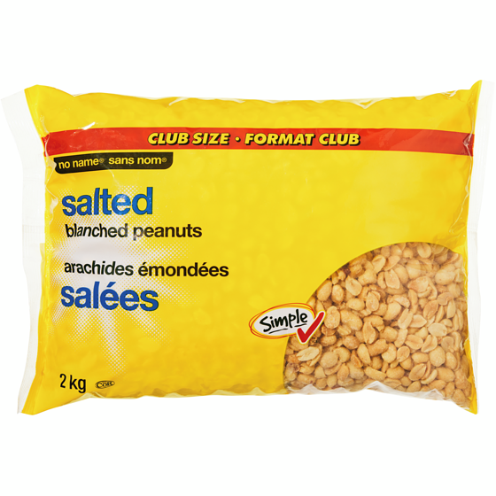 No Name Salted Blanched Peanuts Club Size 2 kg, $0.70/100g