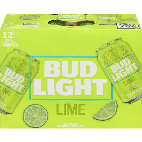 Bud Light Bud Light Lime, canettes (Pièce d’identité requise au moment du ramassage) 12x355.0 ml, 0,63 $/100ml