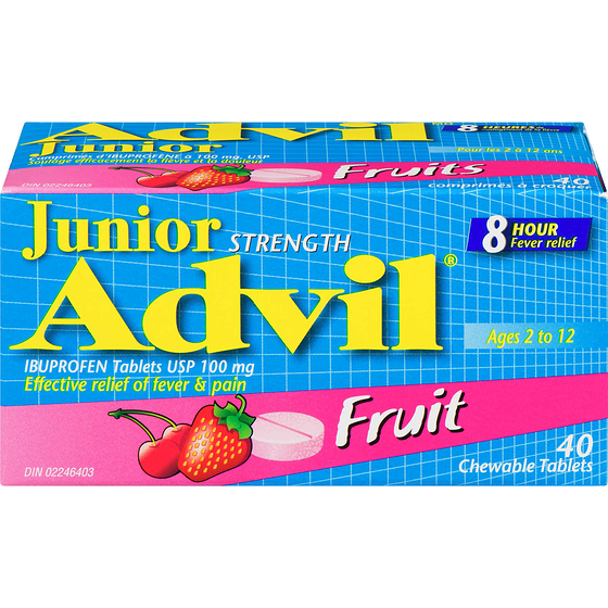 Advil Junior Strength Chewable Tablets, Fruit Flavour, 40 Count 40 ea, $0.46/1ea
