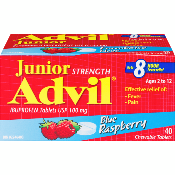 Advil Junior Strength Chewable Tablets, Blue Raspberry, 40 Count 40 ea, $0.47/1ea