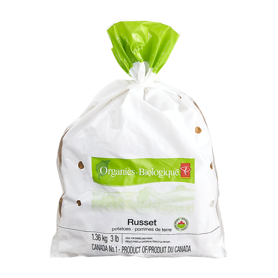 PC Organics Organic Russet Potatoes, 3 lb bag 1.36 kg, $0.59/100g