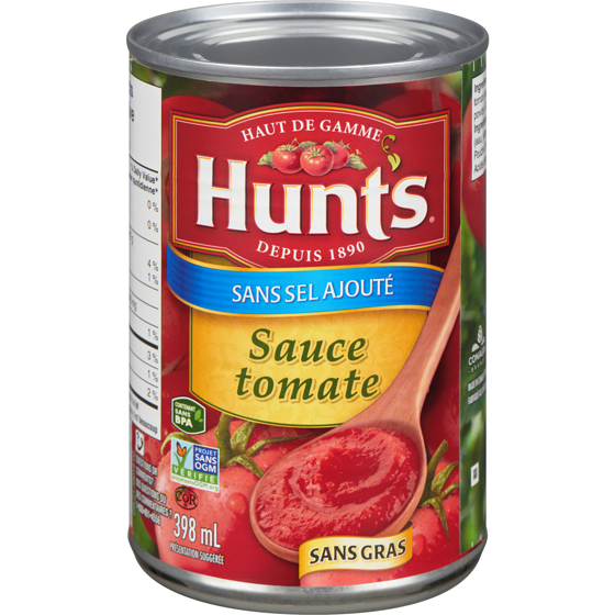 Hunt’s Sauce tomate sans sel 398 ml, 0,75 $/100ml
