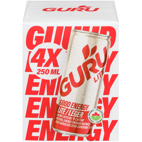 Guru Lite Low Carbs Organic Energy Drink, 4 Pack 4x250.0 ml, $1.00/100ml