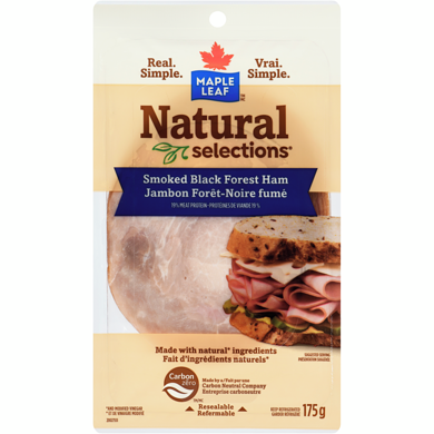 Maple Leaf Jambon fumé Forêt-Noire tranché Natural Selections 175 g, 40,00 $/1kg 4,00 $/100g