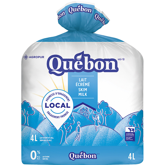 QUÉBON Lait écrémé 0 % M.G.  4 l, 0,19 $/100ml
