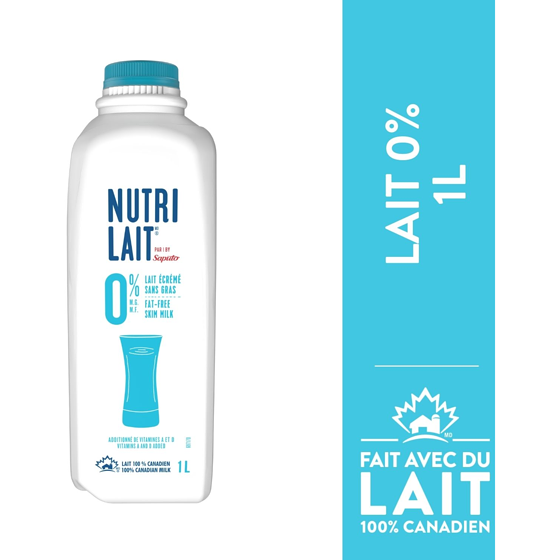 Nutrilait Lait écrémé 0% 1 l, 0,22 $/100ml