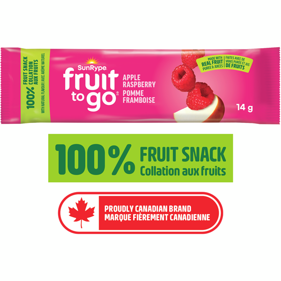 SunRype Collation aux fruits 100 % Pomme et framboise Fruit To Go 14 g, 5,64 $/100g