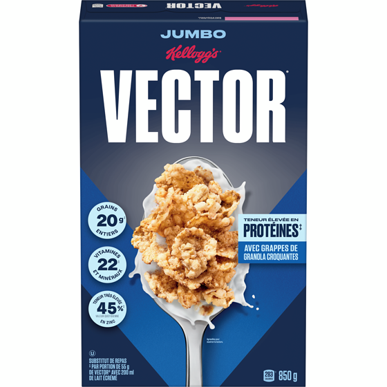 Kellogg’s Substitut de repas Vector céréales, format géant 850 g, 1,00 $/100g