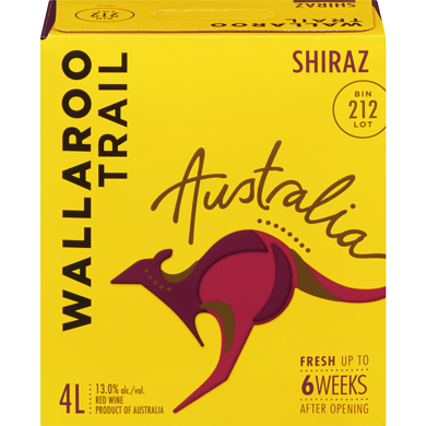 Wallaroo Trail Wallaroo Trail BIN 212 Shiraz Red Wine 4L (ID required at pick-up) 4 l, $1.20/100ml