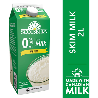 Scotsburn Skim Milk 2 l, $0.24/100ml
