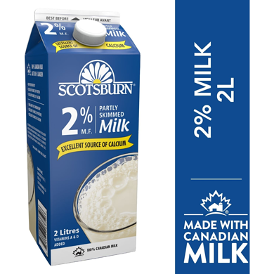 Scotsburn 2% Partly Skimmed Milk 2 l, $0.24/100ml