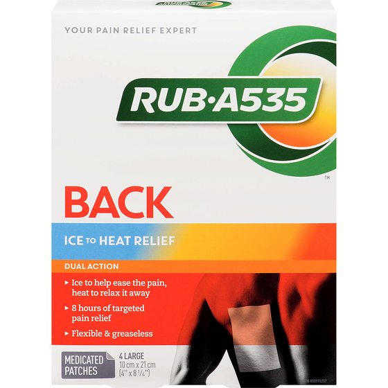 Rub A535 Back Ice to Heat Relief Patches 4 ea, $3.25/1ea