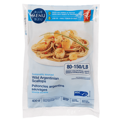 PC Blue Menu Wild Sea Scallops, 80/150 400 g, $3.00/100g
