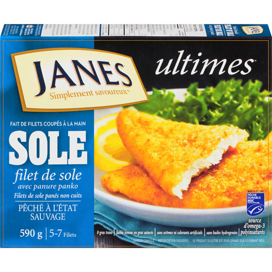 Janes Filets de sole 590 g, 2,20 $/100g