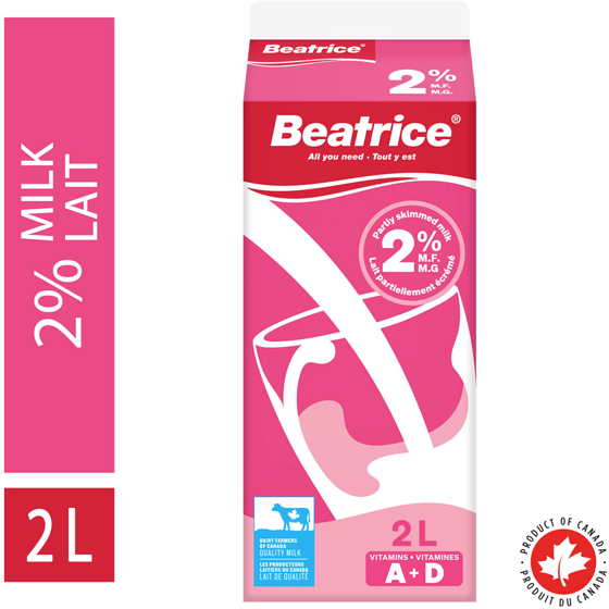 Beatrice Partly Skimmed Milk 2% 2 l, $0.24/100ml