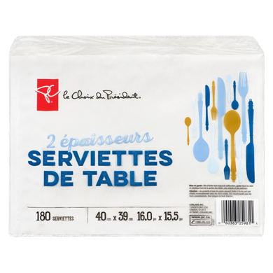 le Choix du Président Serviettes de table 2 épaisseurs, 180 feuilles 1 ea, 1 100,00 $/100ch