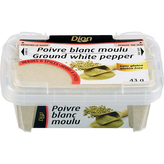 Dion Poivre blanc moulu 43 g, 11,14 $/100g