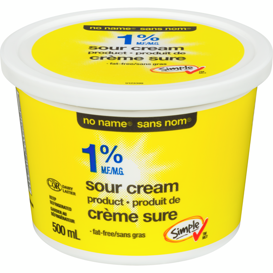 No Name 1% M.F. Fat Free Sour Cream  500 ml, $0.76/100ml