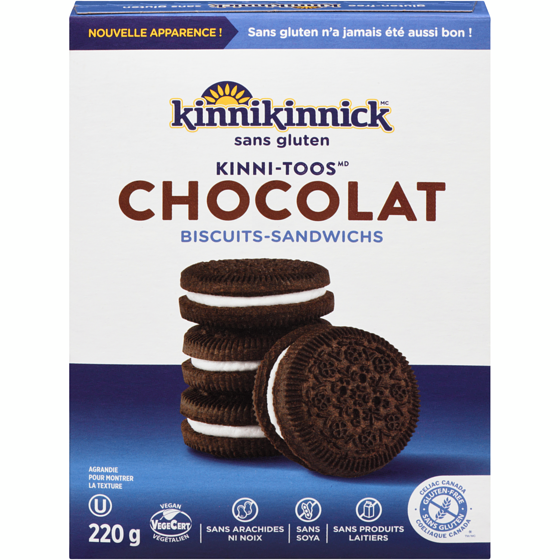 Kinnikinnick Biscuits crème au chocolat KinniTOOS 220 g, 2,72 $/100g