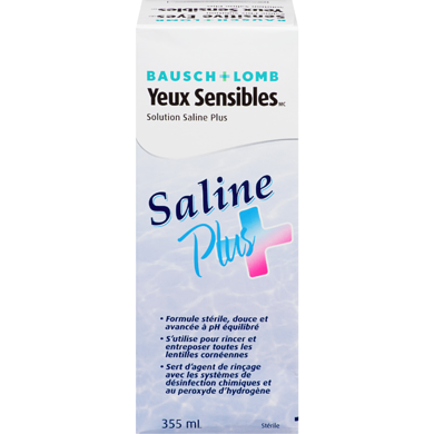 Bausch & Lomb Solution saline Plus Yeux sensibles 355 ml, 1,83 $/100ml