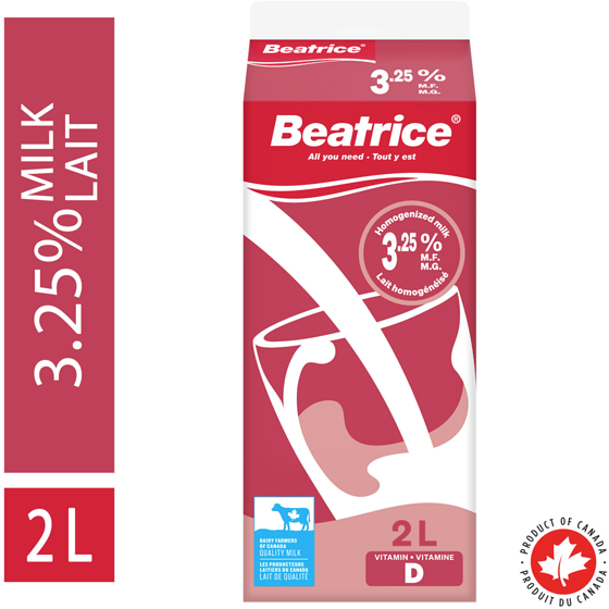 Beatrice Homogenized Milk 3.25% 2 l, $0.25/100ml