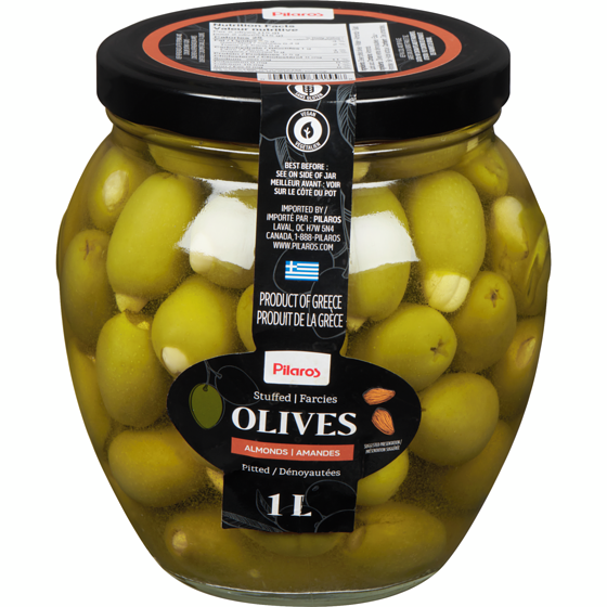 Pilaros Green Olives with Almonds 1 l, $1.33/100ml