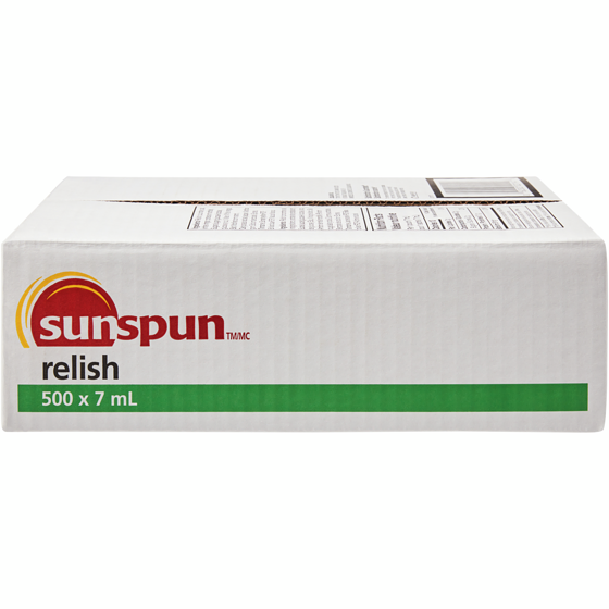 Sunspun Relish Packets 500x8.0 g, $0.75/100g