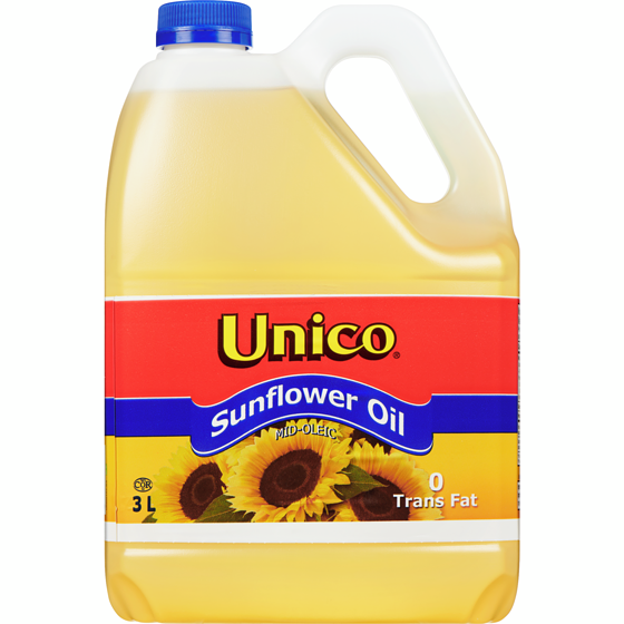 Unico Sunflower Oil 3 l, $0.50/100ml