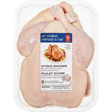 President's Choice Air Chilled Chicken, Whole $7.69/1kg $3.49/1lb