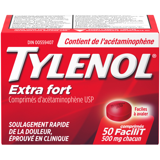 Tylenol Comprims faciles avaler 500 mg 50 ea, 0,18 $/1ch