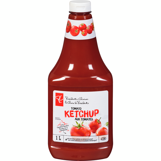 le Choix du Président Ketchup aux tomates  1 l, 0,55 $/100ml