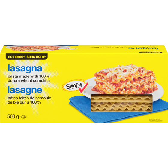 Sans Nom Pâtes pour lasagne 500 g, 0,70 $/100g