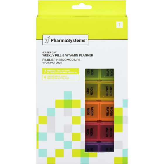 PharmaSystems Weekly Pill & Vitamin Planner, 4 Per Day 1 ea, $15.49/1ea
