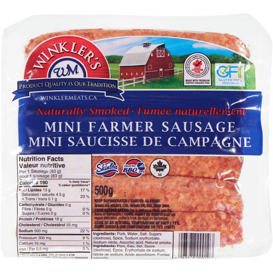 Winkler Mini Smoked Farmer Sausages 500 g, $2.30/100g