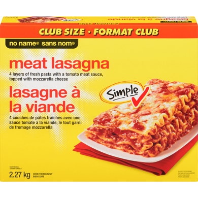 No Name Meat Lasagna 2.27 kg, $0.53/100g