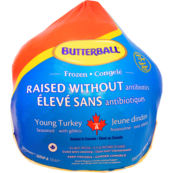 Butterball Dinde entière de catégorie A, 9-11 kg 7,69 $/1kg 3,49 $/1lb