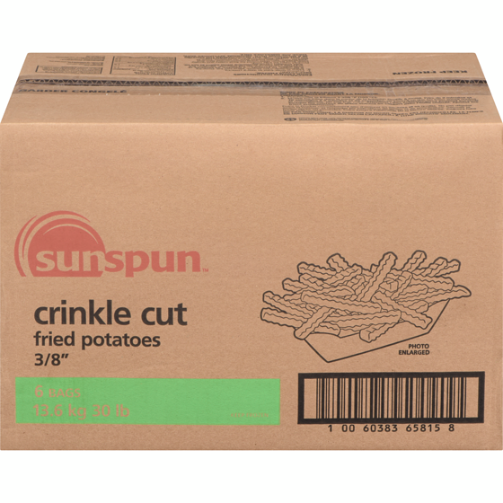 Sunspun Crinkle Cut Fried Potatoes, French Fries 13.61 kg, $0.25/100g