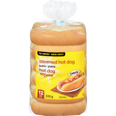 No Name Steamed Hotdog Buns 510 g, $0.39/100g