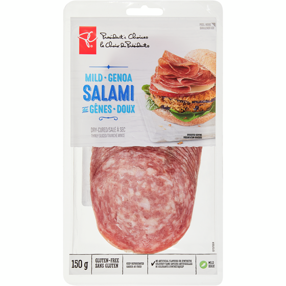 le Choix du Président Tranches de salami de Gênes doux 150 g, 56,60 $/1kg 5,66 $/100g