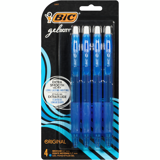 Bic Gelocity Original Blue Gel Pens 4x1.0 ea, $1.63/1ea
