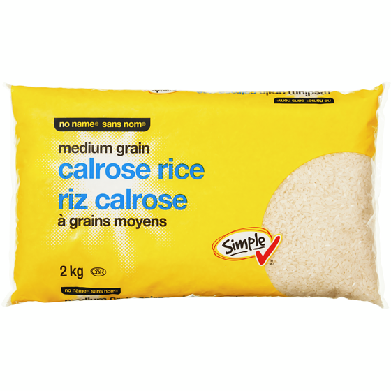 Sans Nom Riz calrose à grains moyens 2 kg, 0,45 $/100g
