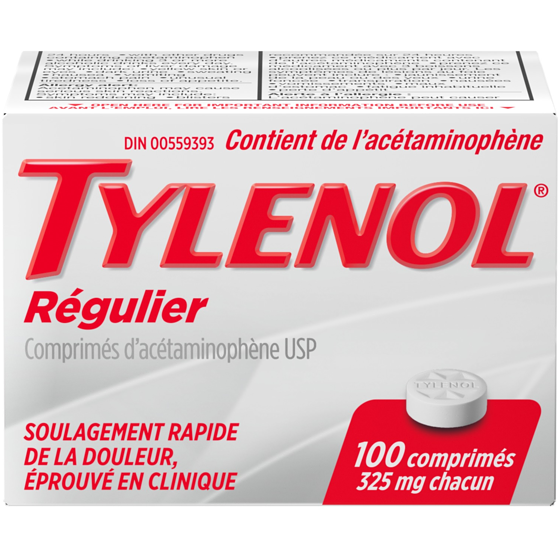 Tylenol Comprimés de 325 mg 100 ea, 0,12 $/1ch