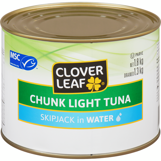 Clover Leaf Chunk Light Tuna, In Water 1.8 kg, $1.11/100g
