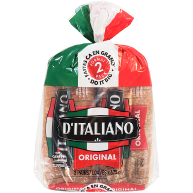 D'Italiano White Bread, Pack of 2 2x675.0 g, $0.56/100g