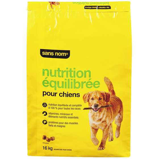 Sans Nom Nutrition équilibrée pour chiens 16 kg, 0,21 $/100g