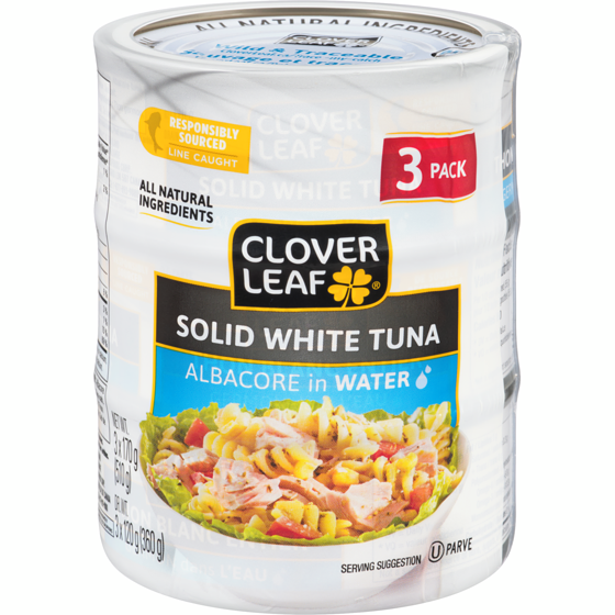 Clover Leaf White Tuna, Solid Albacore In Water 3x170.0 g, $2.06/100g