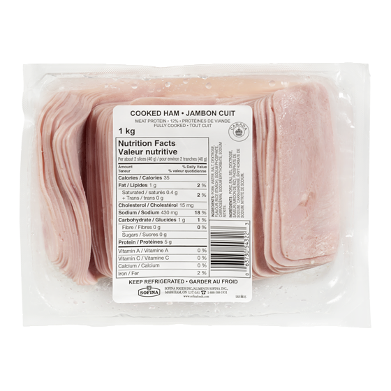 Fletcher’s Jambon cuit en tranches format Club 1 kg, 1 049,00 $/100kg
