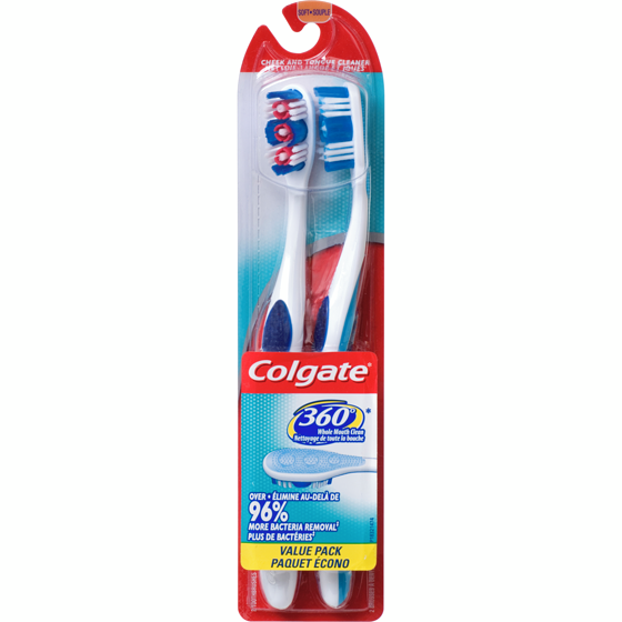 Colgate Paquet écono de 2 brosses à dents souples 360 2x1.0 ea, 6,00 $/1ch