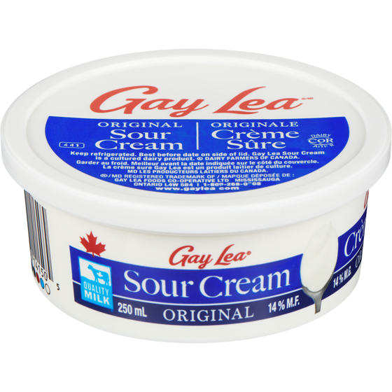 Gay Lea Sour Cream, Regular 14% 250 ml, $1.52/100ml