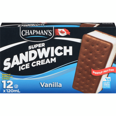 Chapmans Super Ice Cream Sandwich Vanilla 12x120.0 ml, $0.42/100ml